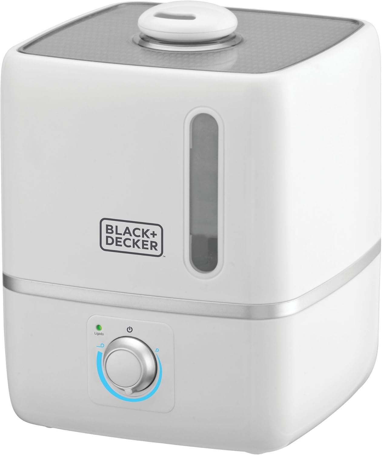 Black+Decker AIR1000 umidificador ultrassônico bivolt branco 2,5L, vista frontal, fundo branco