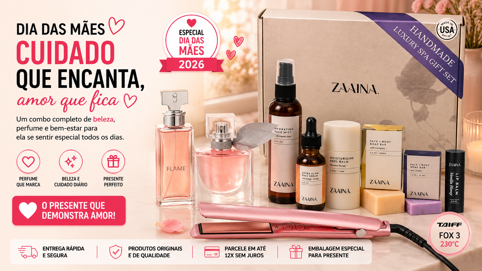 6 Melhores Presentes de Beleza para o Dia das Mães 2026: perfumes, kits spa e ferramentas capilares