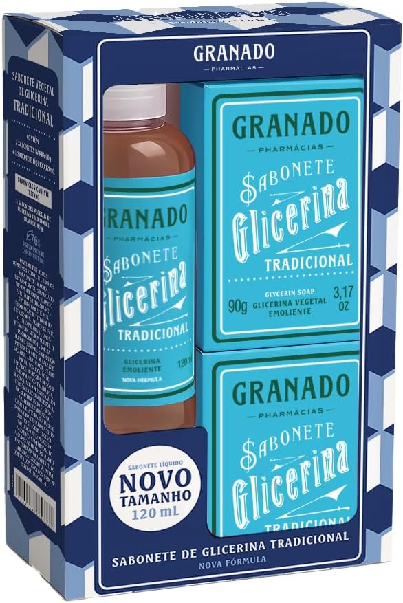 Granado Kit Presente Tradicional com colônia, loção corporal e sabonete em embalagem branca clássica, fundo branco