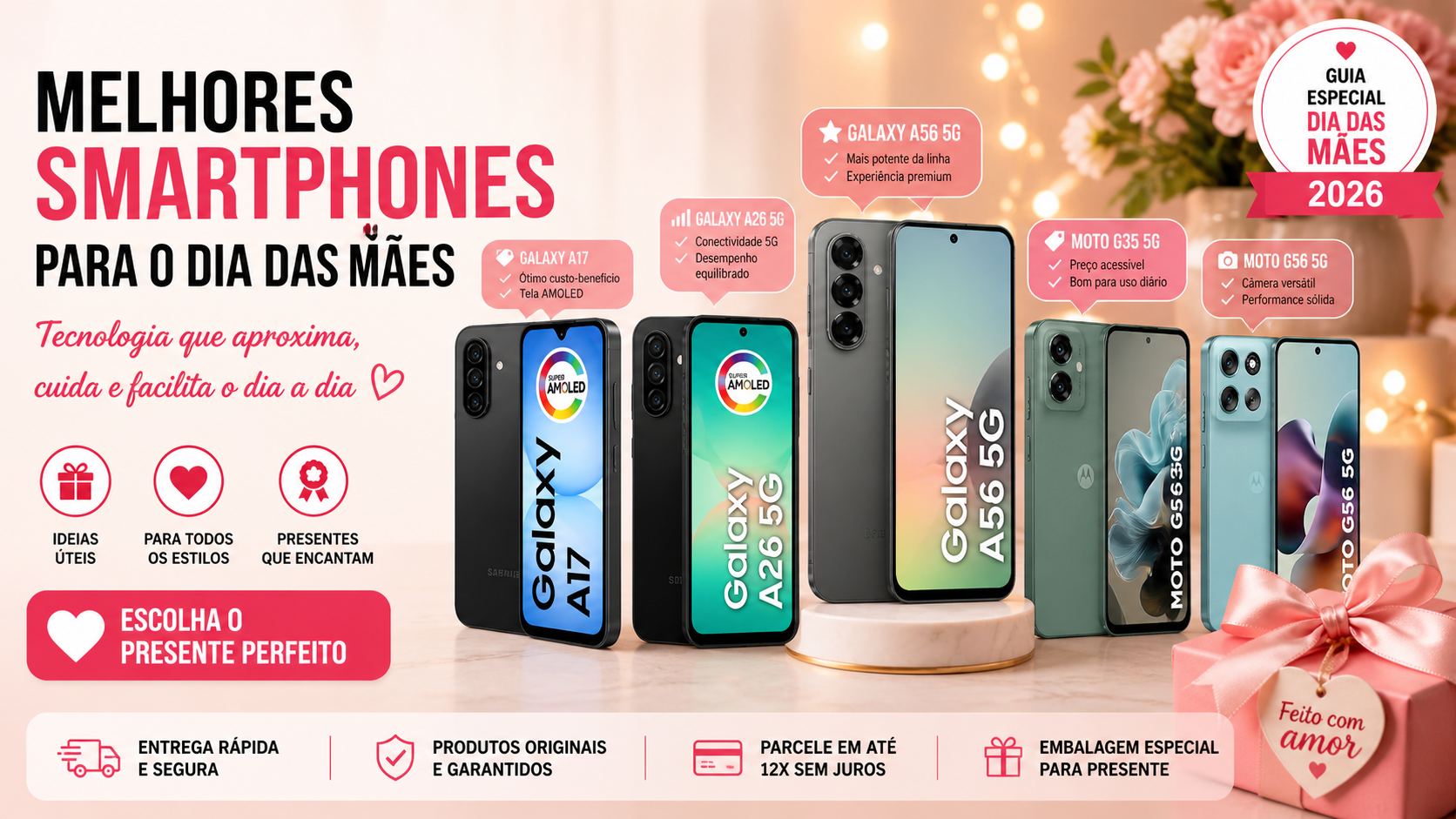 5 Melhores Smartphones para Presentear no Dia das Mães 2026