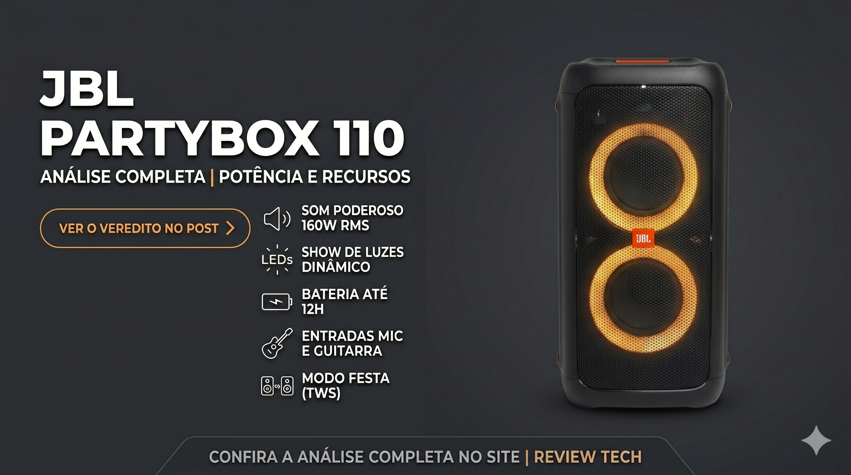 JBL PartyBox 110: Review completo 2026, vale a pena comprar?