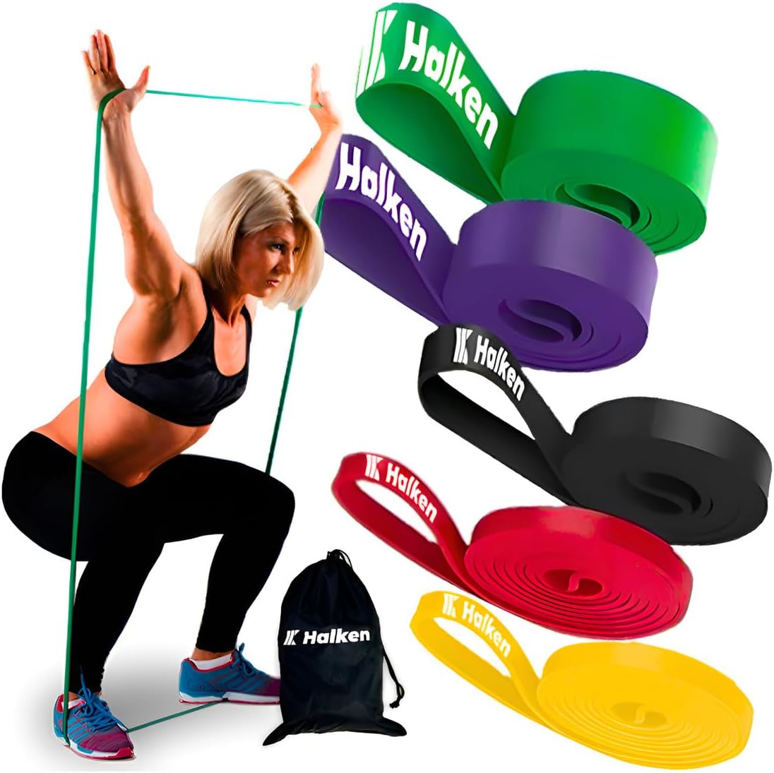 Kit Super Bands 5 faixas elásticas de resistência variada fundo branco